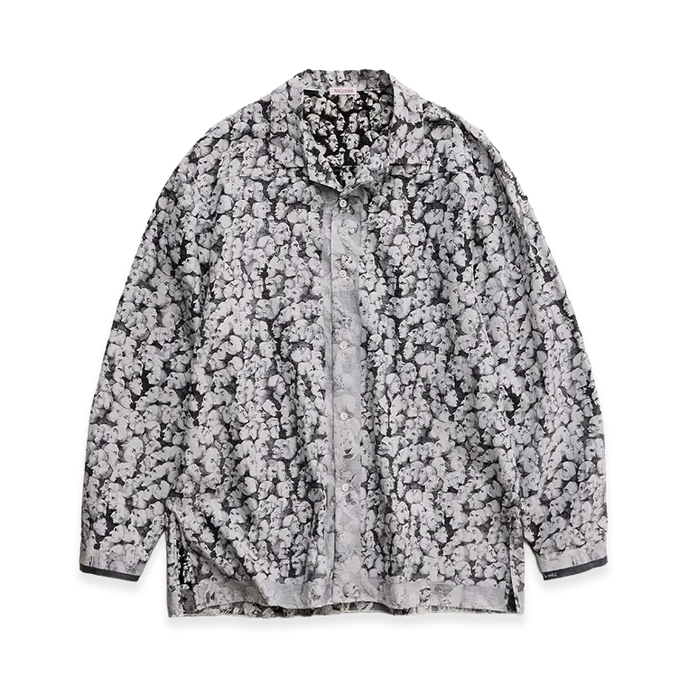 NICENESS P.Jamet Graphic Scarf Open-Collar Shirt "Black/White"