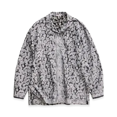 NICENESS P.Jamet Graphic Scarf Open-Collar Shirt "Black/White"