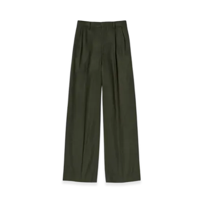 AURALEE Baby Camel Flannel Two Tuck Slacks "Dark Olive"
