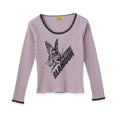 HYSTERIC GLAMOUR Women's BUTTERFLY GIRL Baby T-Shirt "Purple"