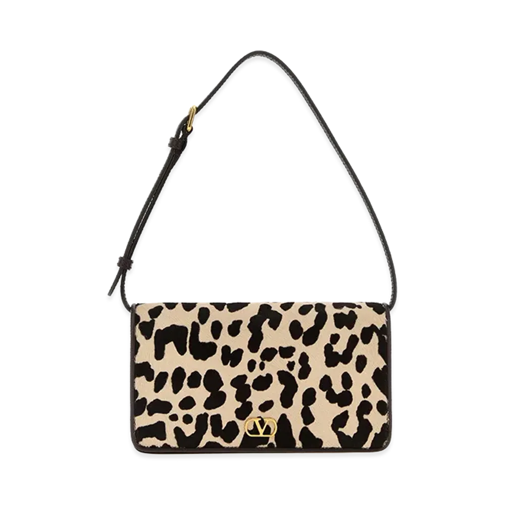 Valentino Women's Calf Hair Mini Vlogo Signature Shoulder Bag "Printed/Animal Print"