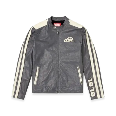 Diesel L-Pop Biker Jacket In Perforated Leather "Gray"