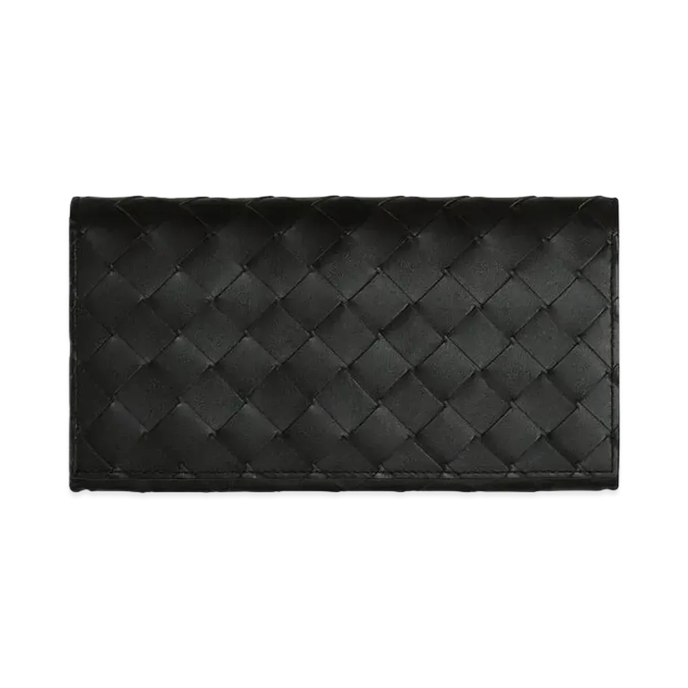 Bottega Veneta Long Wallet With Coin Purse "Black Grass"