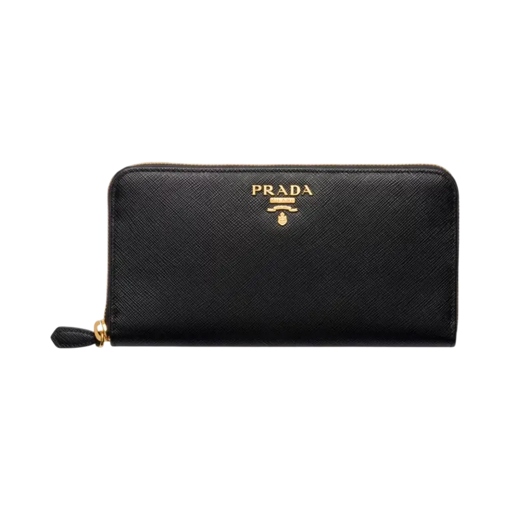 PRADA Saffiano Multicolor Zip-Around Long Wallet "Black/Pink"