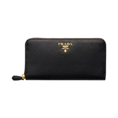 PRADA Saffiano Multicolor Zip-Around Long Wallet "Black/Pink"