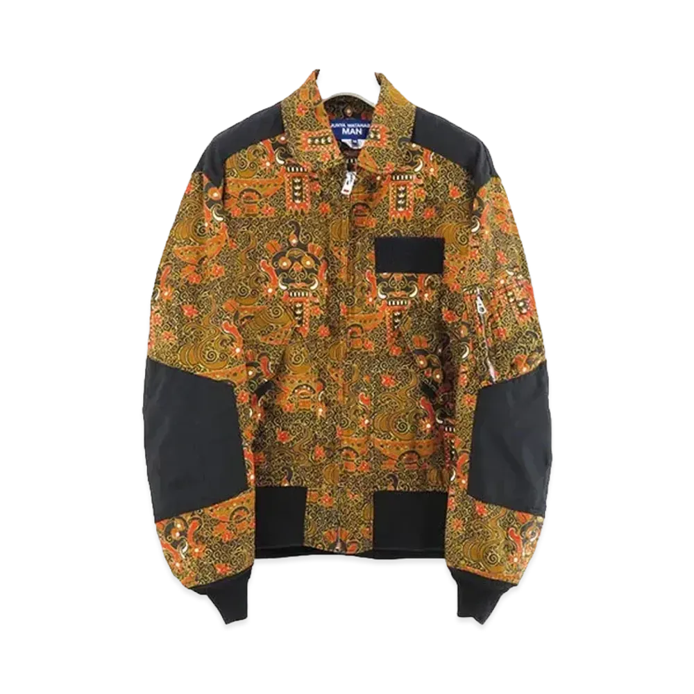 JUNYA WATANABE Linen Lawn Print x Wool Tro Blouson "Black/Brown/Orange"