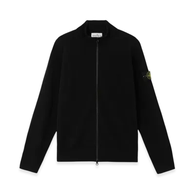Stone Island 5100044 Light RWS Geelong Wool Loose Fit Zip Cardigan with Ribbing - 25SS "Black"