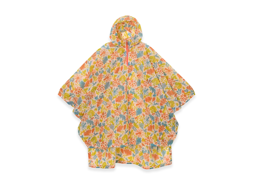 mont-bell Kid's Print Trekking Rain Poncho 135-165 "Orange"