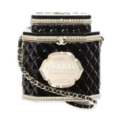 CHANEL Tea Box Minaudiere Resin, Enamel, Imitation Pearls & Gold-Tone Metal "Black/Gold"
