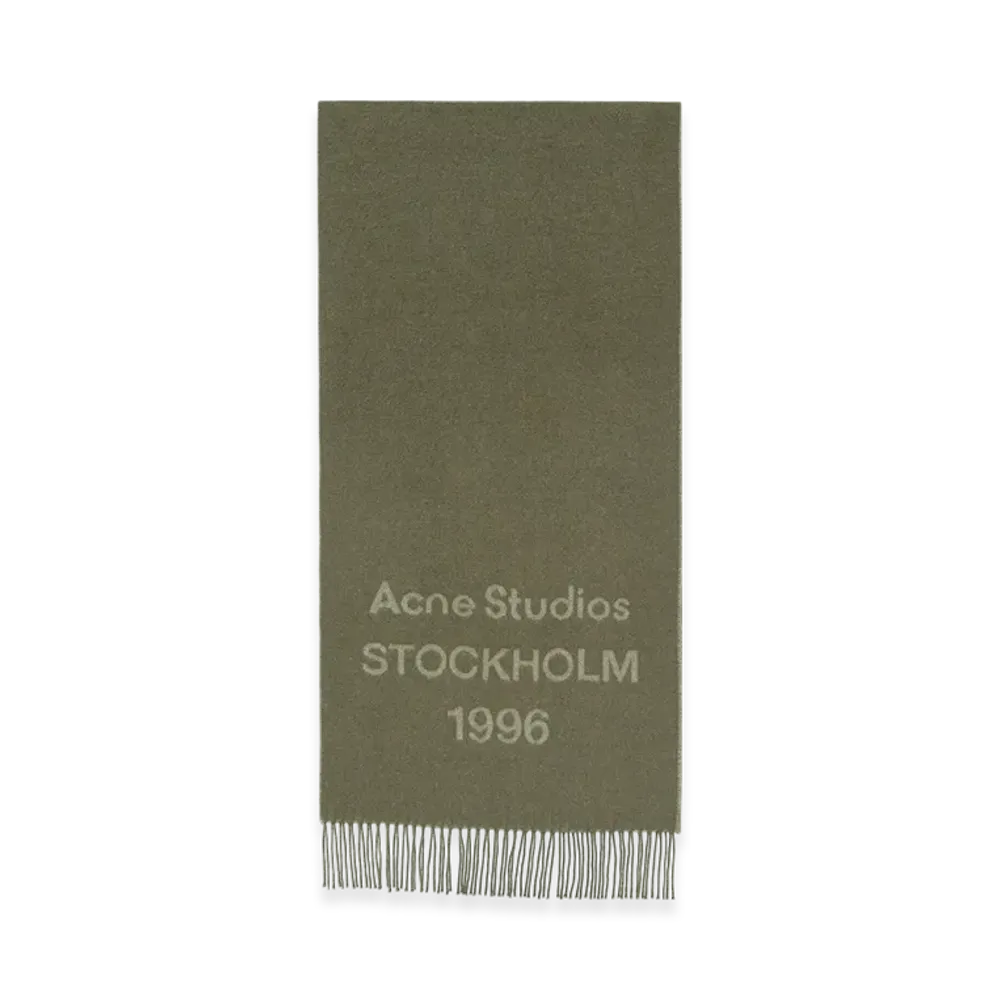 Acne Studios Logo Scarf - Wide "Olive Green"