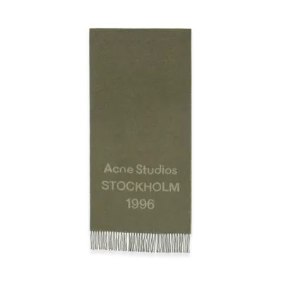 Acne Studios Logo Scarf - Wide "Olive Green"