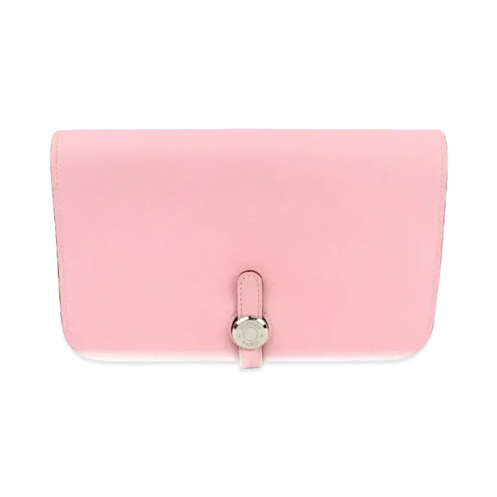 HERMES Swift Leather Dogon Duo (GM) Wallet "Pink"