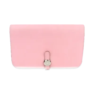 HERMES Swift Leather Dogon Duo (GM) Wallet "Pink"