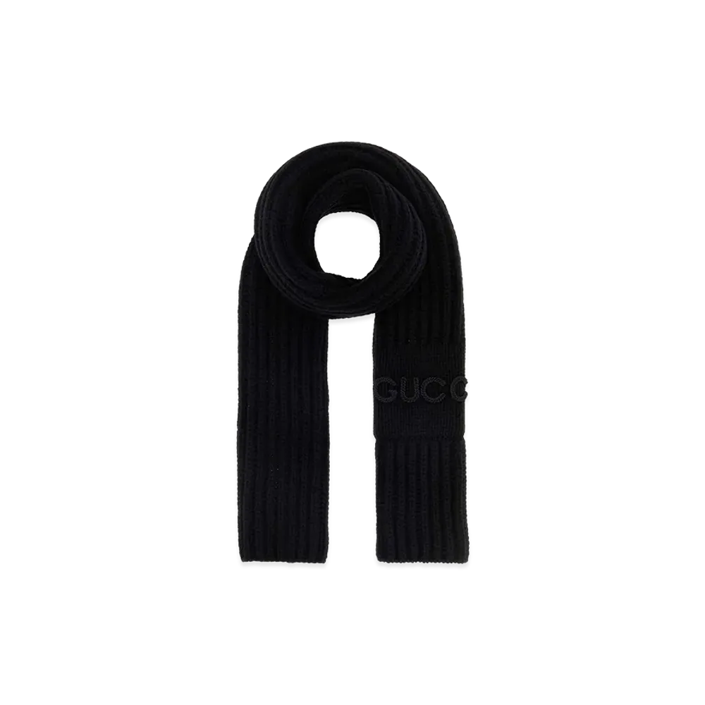 GUCCI Women's Wool Blend Scarf "Black"