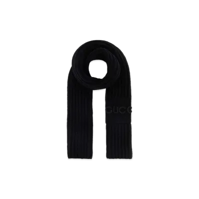 GUCCI Women's Wool Blend Scarf "Black"