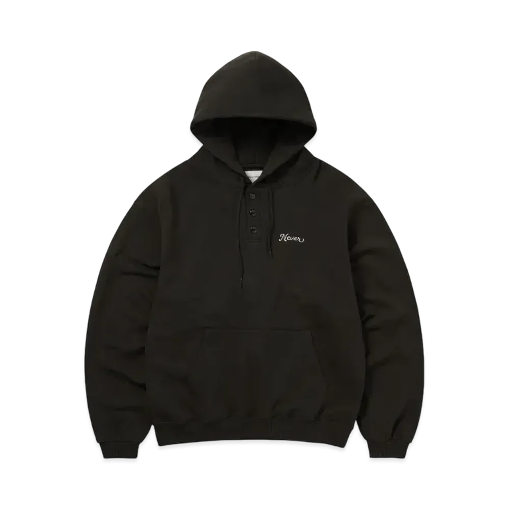 thisisneverthat Quarter Button Hoodie "Off Black"