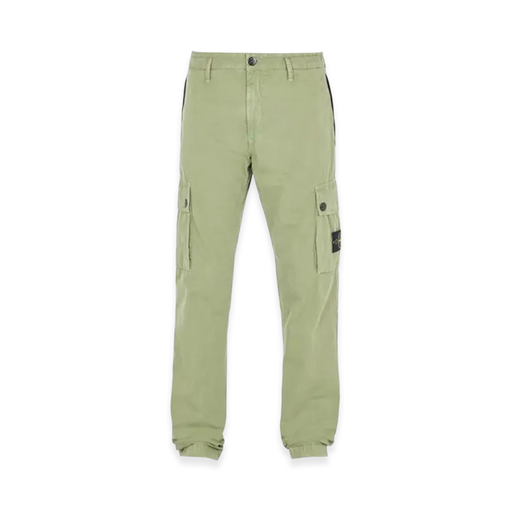 Stone Island 303WA Brushed Cotton Canvas Garment Dyed Cargo Pants - 23SS "Sage Green"