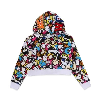 A BATHING APE Baby Milo x Sanrio Characters Cropped Shark Full Zip Hoodie "Multi"