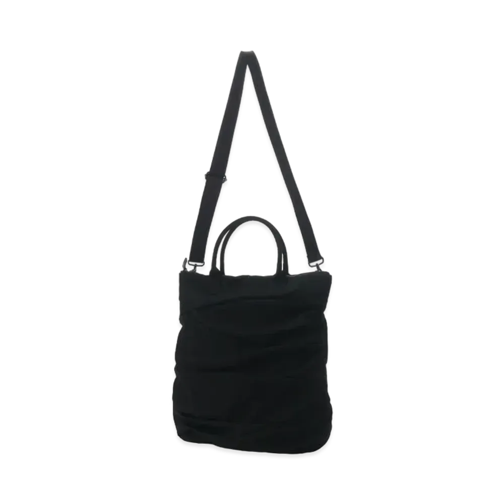 Yohji Yamamoto Y's WOOL GABARDINE PANELED DRAPE BAG "Black"