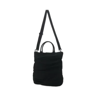 Yohji Yamamoto Y's WOOL GABARDINE PANELED DRAPE BAG "Black"