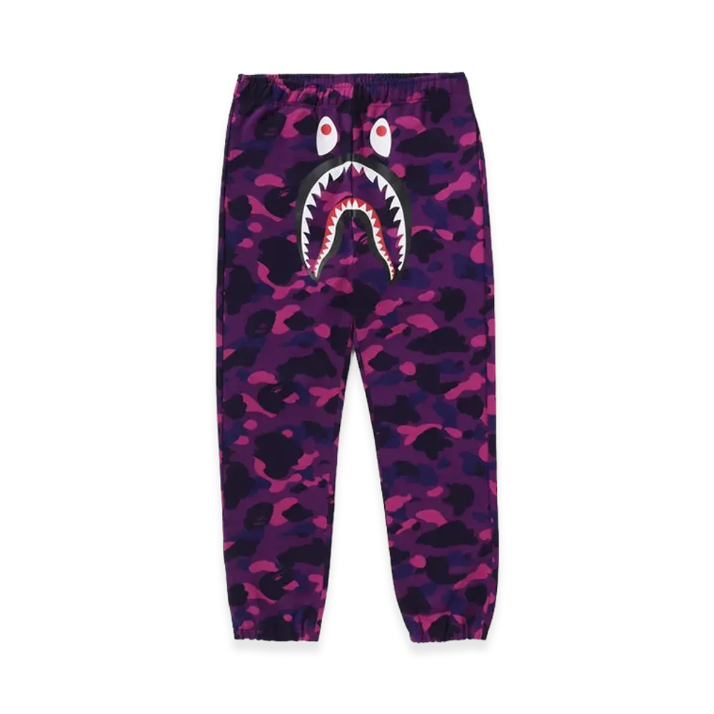 A BATHING APE Color Camo Shark Sweat Pants "Purple"