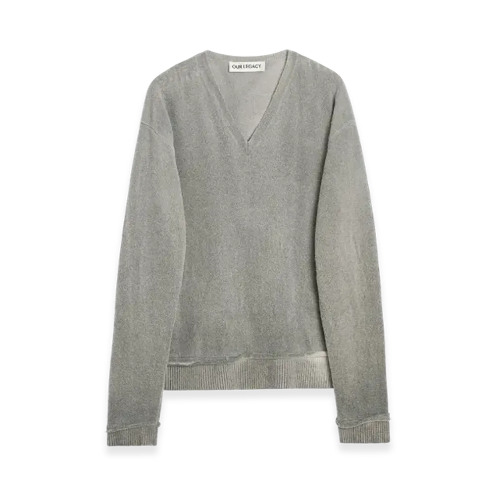 OUR LEGACY Parallel V-Neck "Grey Spray Dye Cherub Wool"