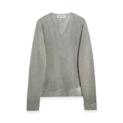 OUR LEGACY Parallel V-Neck "Grey Spray Dye Cherub Wool"