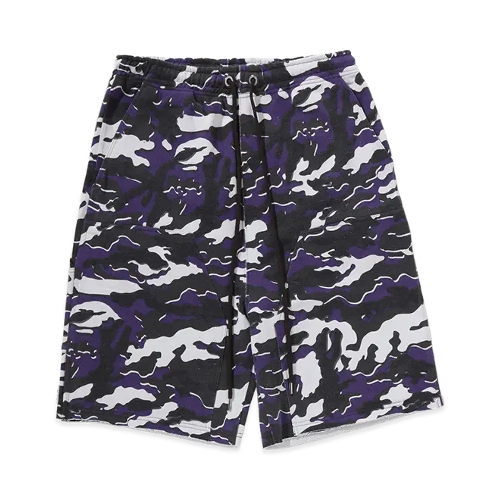 A BATHING APE Glitch Woodland Camo Double Knee Relaxed Fit Sweat Shorts "Purple"