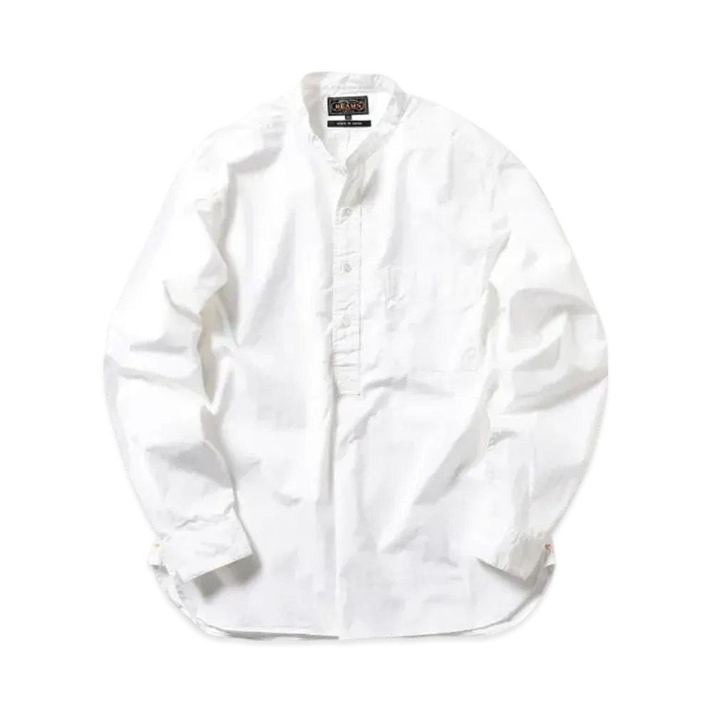 BEAMS Band Collar Pullover 120/3 Broad "White"
