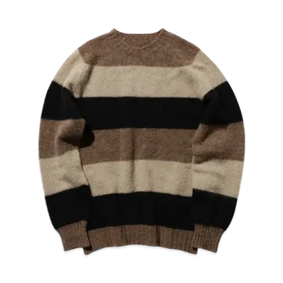 BEAMS Crew Stripe Shaggy "LightBrown"
