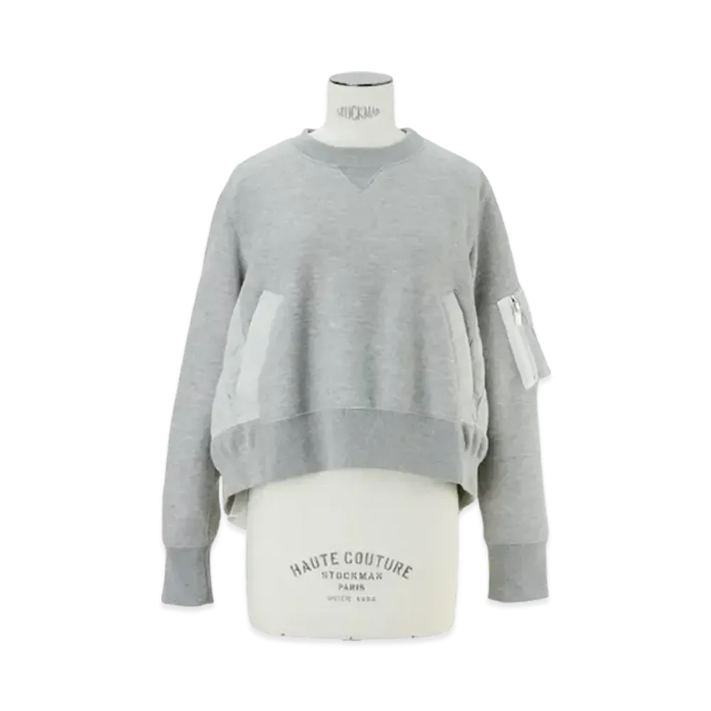 sacai Sponge Sweat x Nylon Twill Pullover "Light Grey/Light Grey"