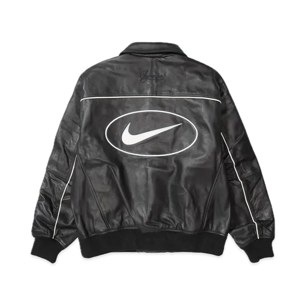 Supreme x Nike Leather Varsity Jacket "Black"