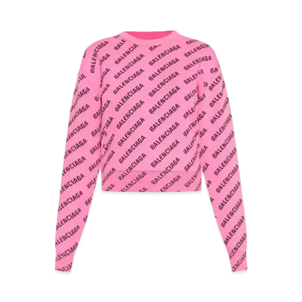 BALENCIAGA Mini Allover Logo Sweater "Pink"