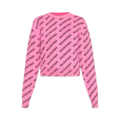 BALENCIAGA Mini Allover Logo Sweater "Pink"