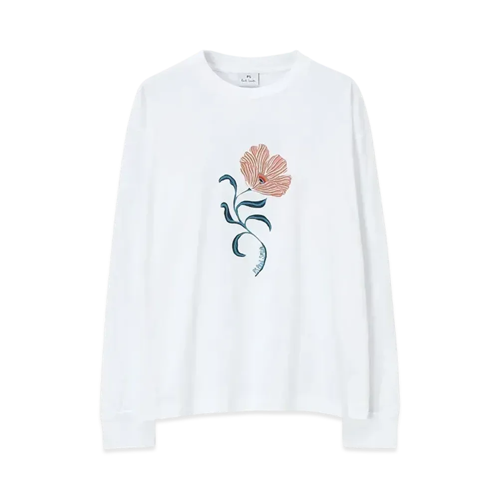 Paul Smith Women's Poppies Long Sleeve T-Shirt "White"