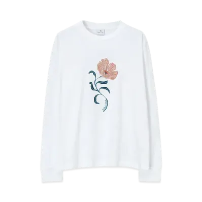Paul Smith Women's Poppies Long Sleeve T-Shirt "White"