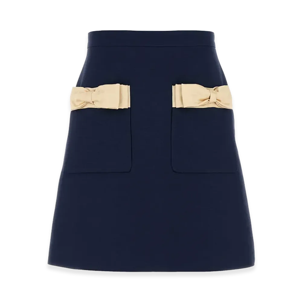 Valentino Women's Wool Blend Skirt "Navy Blue"