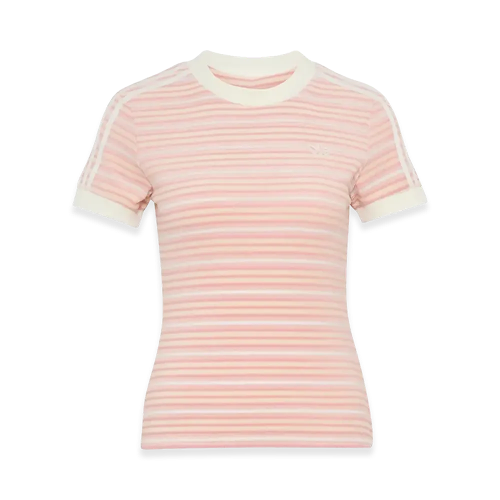 adidas Women's Summer Glow Slim Stripe T-Shirt "Sandy Pink"