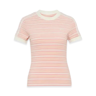 adidas Women's Summer Glow Slim Stripe T-Shirt "Sandy Pink"