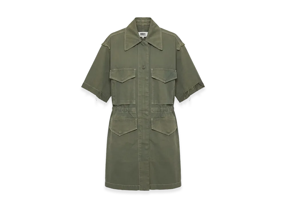MM6 Maison Margiela Oversized Military Style Short Sleeve Dress Coat "Khaki"