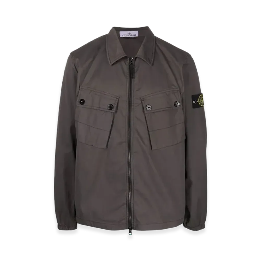 Stone Island 10910 Stretch Cotton Gabardine Garment Dyed Overshirt - 22FW "Dark Grey"