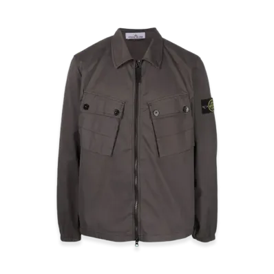 Stone Island 10910 Stretch Cotton Gabardine Garment Dyed Overshirt - 22FW "Dark Grey"