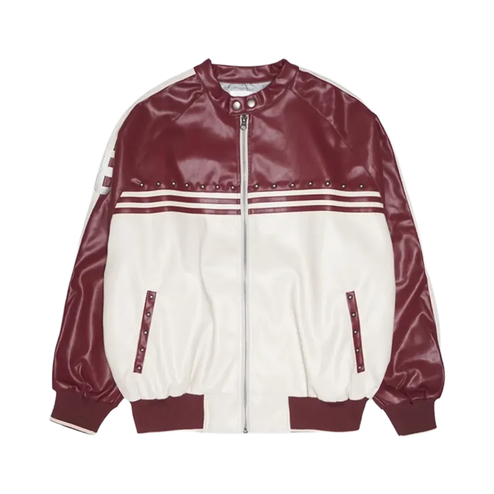 HTH faux leather switching blouson "BORDEAUX"