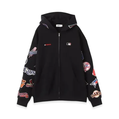 atmos x MLB All Teams Patch Zip-up Hooded Sweatshirt "Navy"
