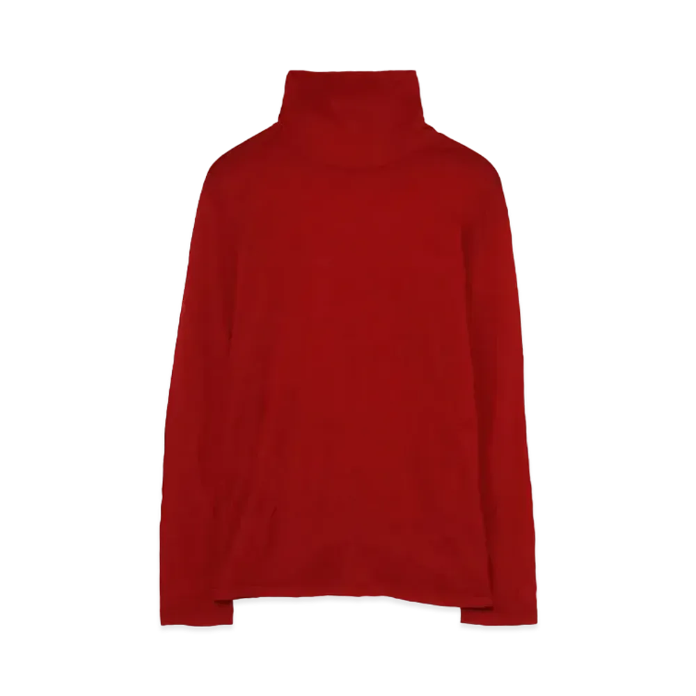 Yohji Yamamoto Y's PLAIN STICH WRINKLE HIGH NECK LONG SLEEVE T "Red"