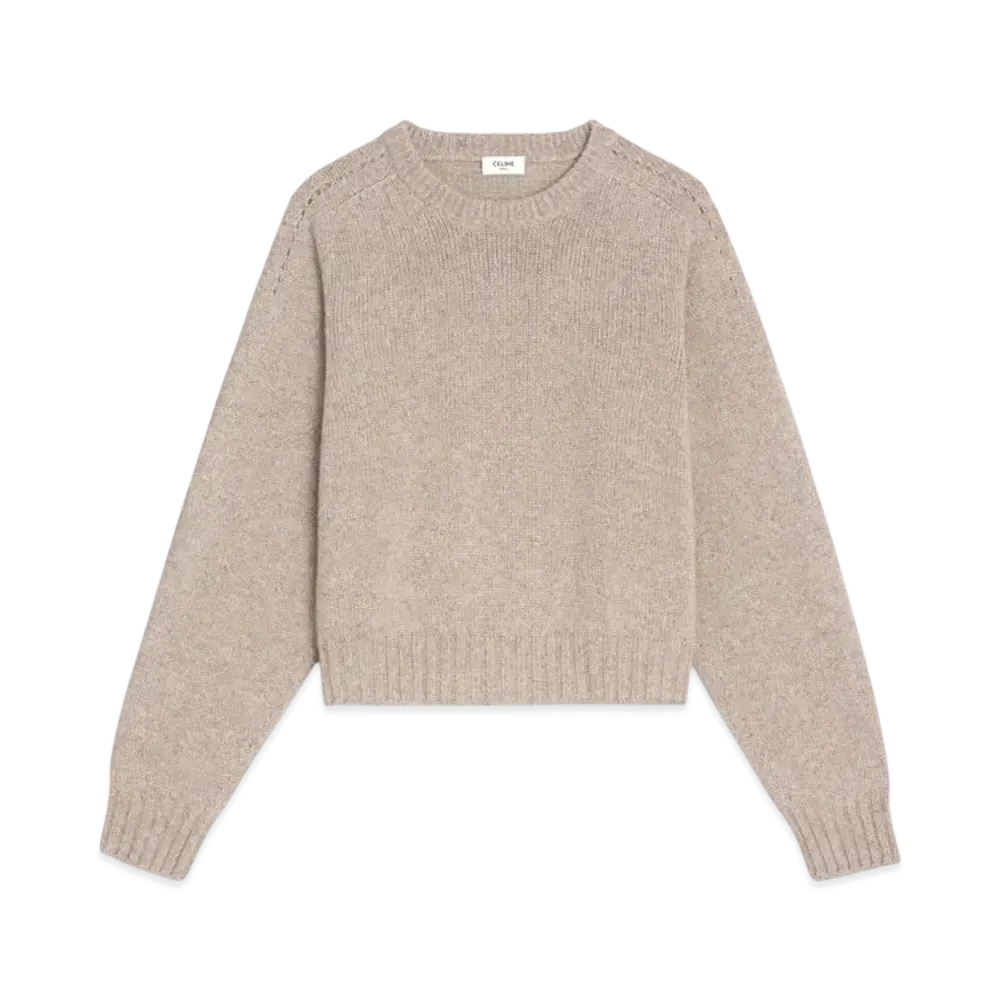 CELINE Crew Neck Sweater In Seamless Cashmere "Sand"