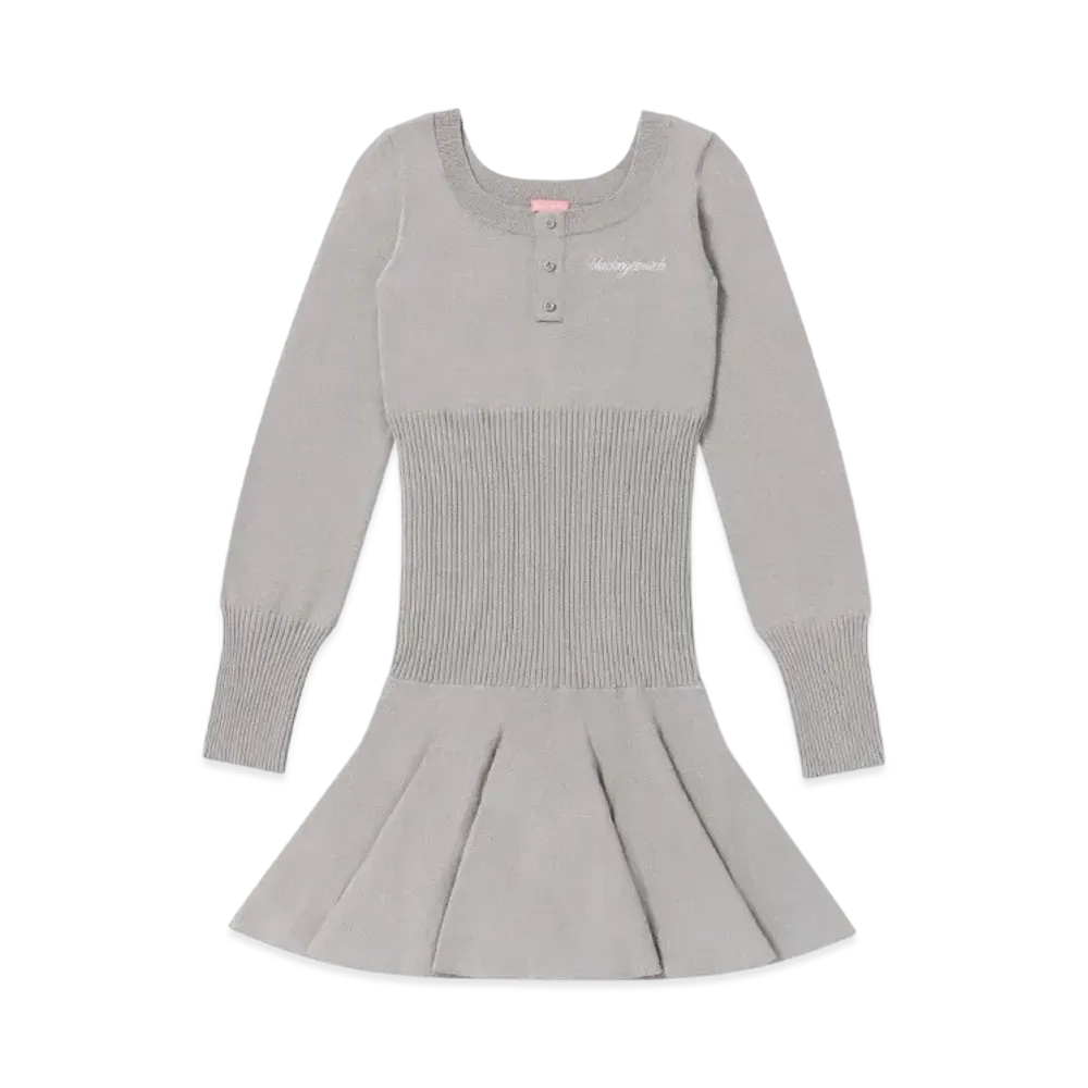 BlackEyePatch Henley Neck L/S Knitted Dress Heather "Gray"