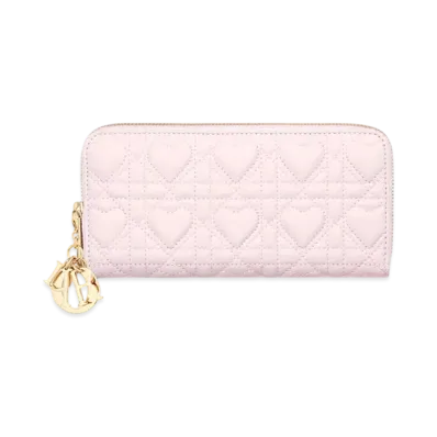 Dior Dioramour Lady Dior Voyageur Wallet Heart Cannage Lambskin "Pale Pink"