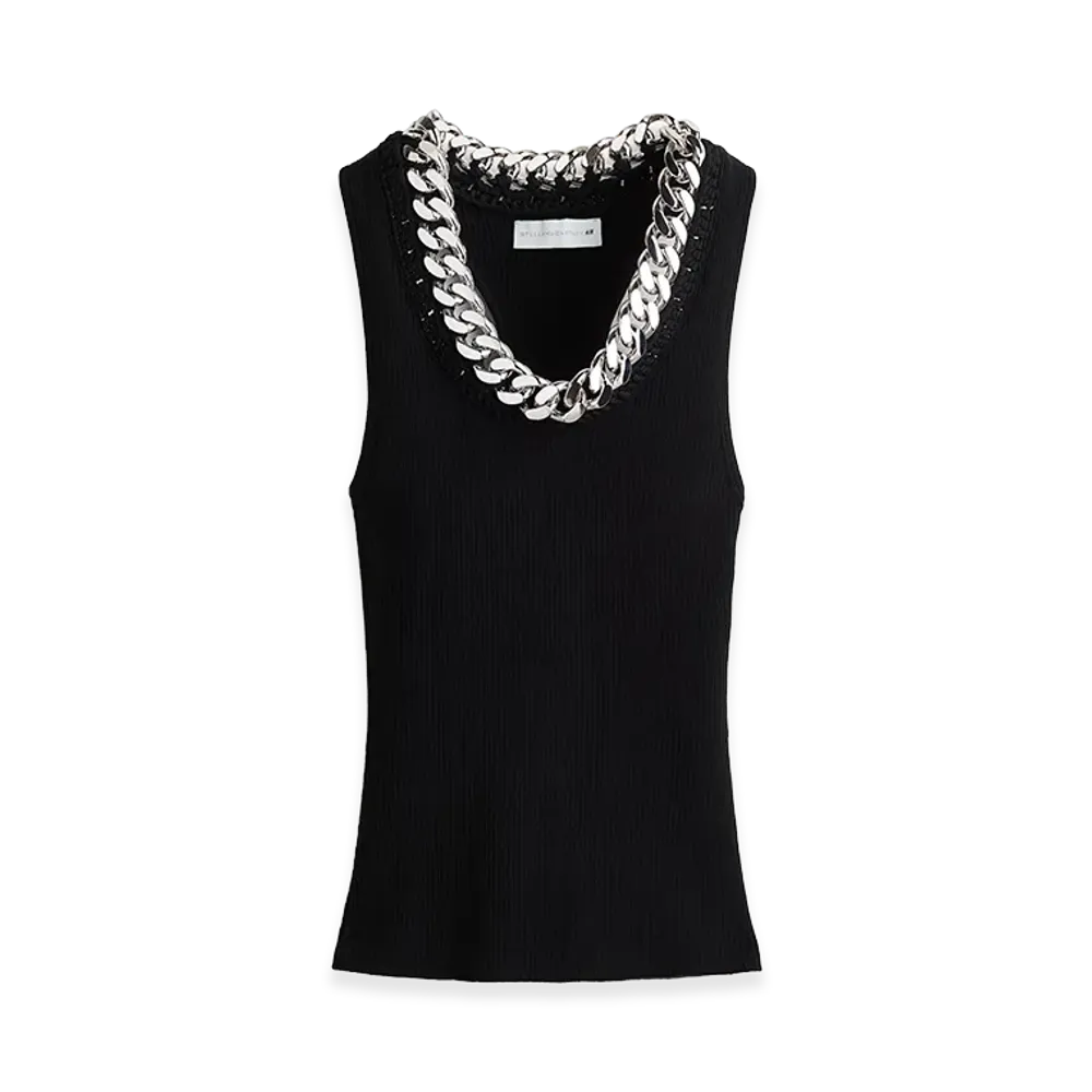 H&M x Stella McCartney Women's Chain Detail Ribbed Tank Top "Black"