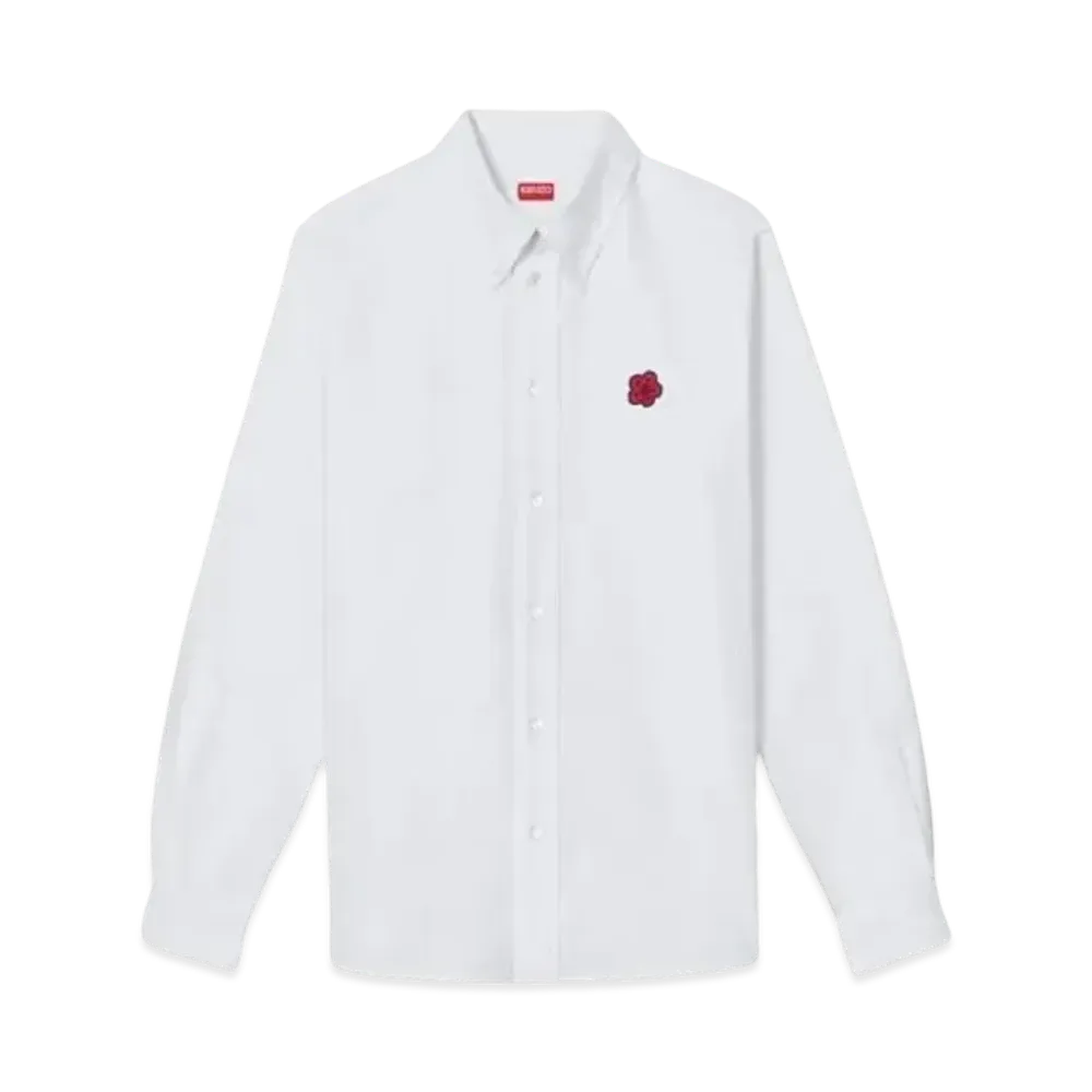 KENZO 'BOKE FLOWER' Embroidery Oxford Cotton Shirt "White"